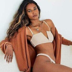 NWT Free People Sierra Swiss Dot Tan Mesh Bandeau Tan Beige Size‎ Small Bohemian